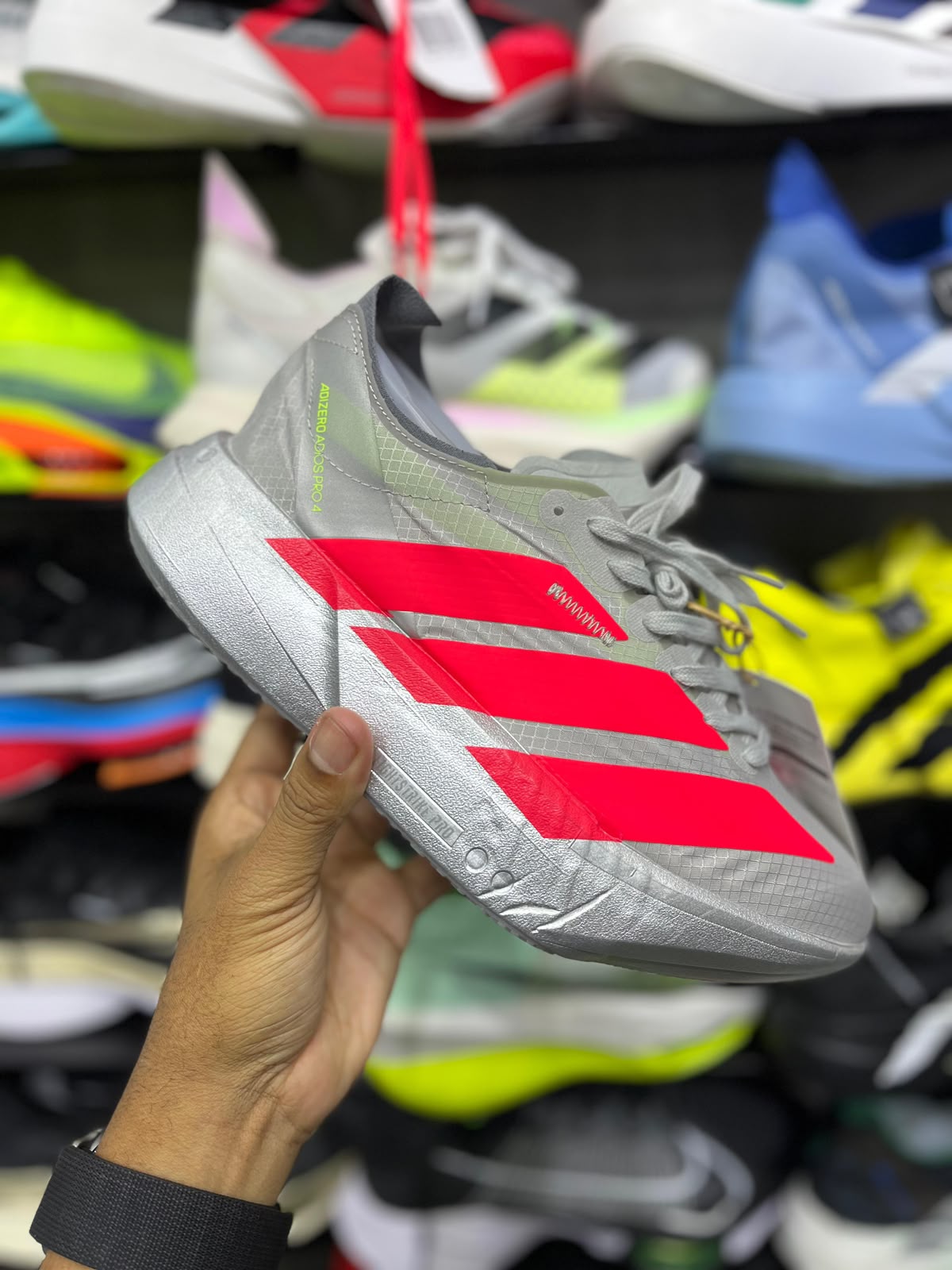 Adidas Adizero Adios Pro 4 - Plateado - Rojo